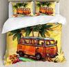 Surf Bedding Set For Bedroom Bed Home Hippie Classic Old Bus with Surfboard Freedom Holida Duvet Cover Quilt Cover Pillowcase
