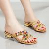 Comfortable Open Toe Summer Beach Slippers Women's Rhinestone Diamond High Heel Sandals Fashion Anti-slip Party Shoes