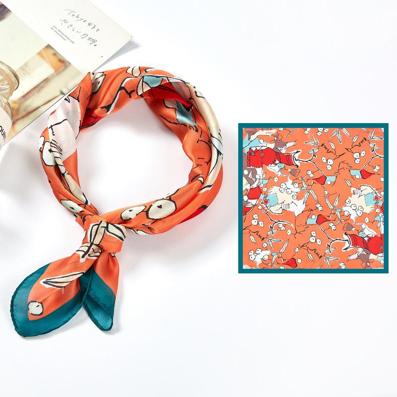 Маленький квадратный шарф, женский весенний новый шелковый атласный шелковый шарф с принтом, шаль на шею, подарок, мода