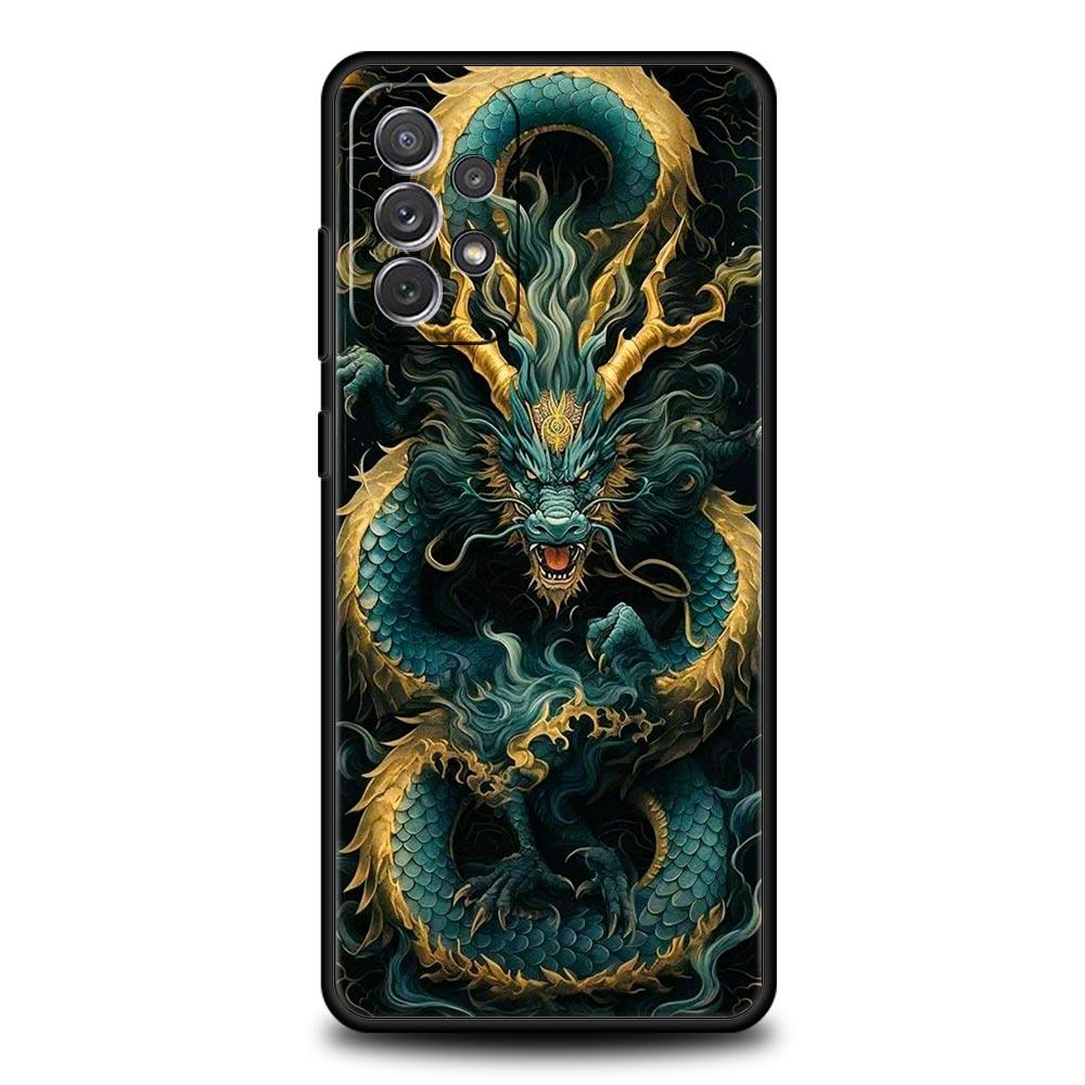 Чехол Chinoiserie Loong Цветочный Дракон для Samsung Galaxy A55 A35 A15 A14 A13 A25 A54 A51 A71 A72 A73 A32 A52 A41 Мягкий ТПУ