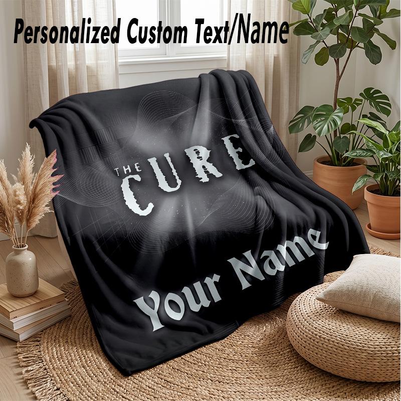 The Cure Custom Flannel Throw Blanket Print Your Name Text Soft Warm Blanket Holiday Present
