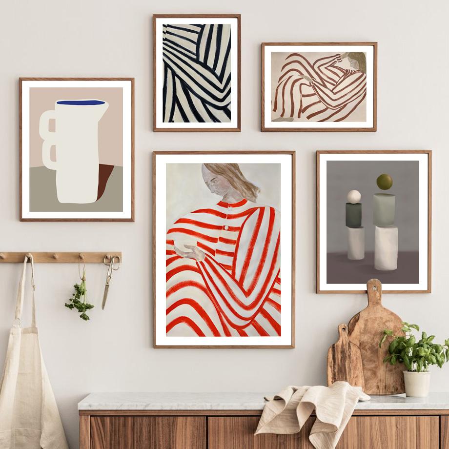 Линии Кривая Девушка Геометрия Современные Абстрактные Постеры И Принты Настенное Искусство Холст Живопись Картинки для Декора Гостиной Отеля Бара