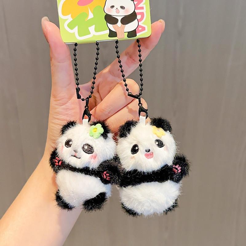 Flowers Panda Design Cute Animal Plush Pendant Keychain For Gift Accessories And