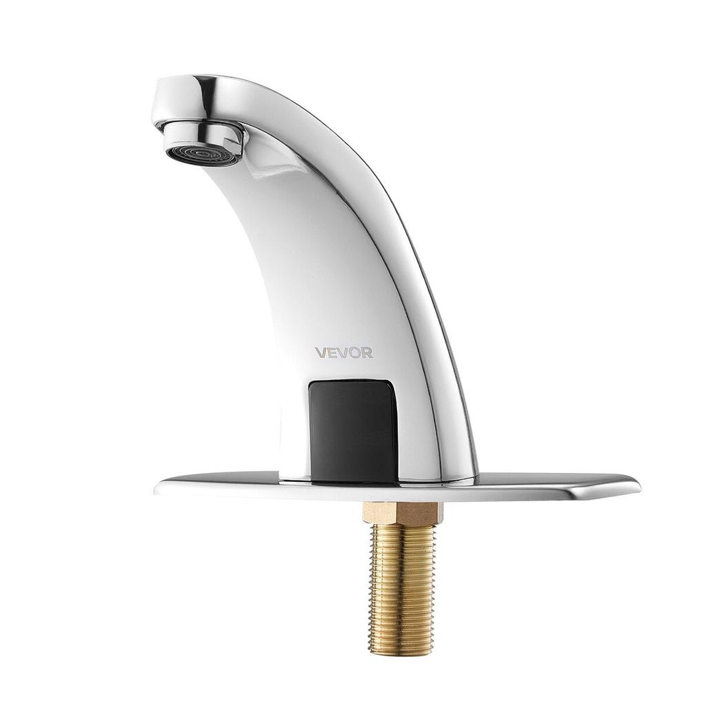 Touchless Bathroom Sink Faucet, Automatic Motion Sensor Restroom Toilet Faucet Cold Water with Hole Cover Plate, Battery Operated for 9.5 mm Pipe