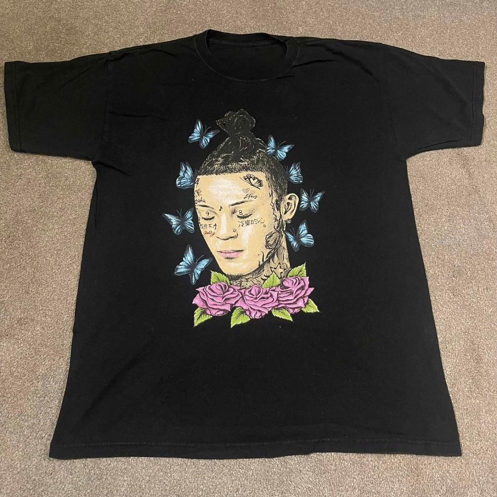 Vintage All Size Lil Skies Butterfly TShirt Black Short Sleeve ZL593