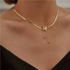 316L Stainless Steel Fashion Upscale Jewelry Matte 2-Layer Butterfly Choker Charms Snake Bone Chain Necklaces Pendants For Women