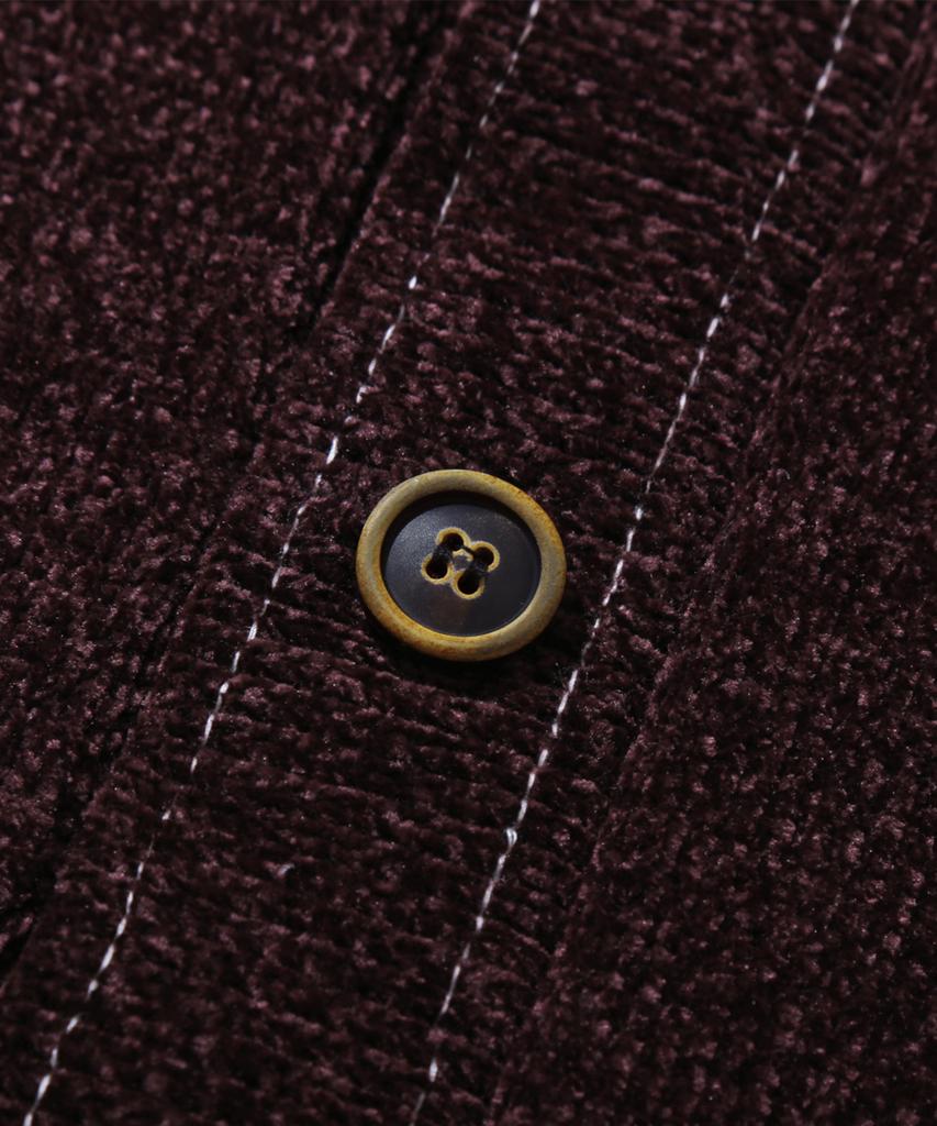TRILLION Leather Patchwork Velvet Cardigan Knit_Purple Brown