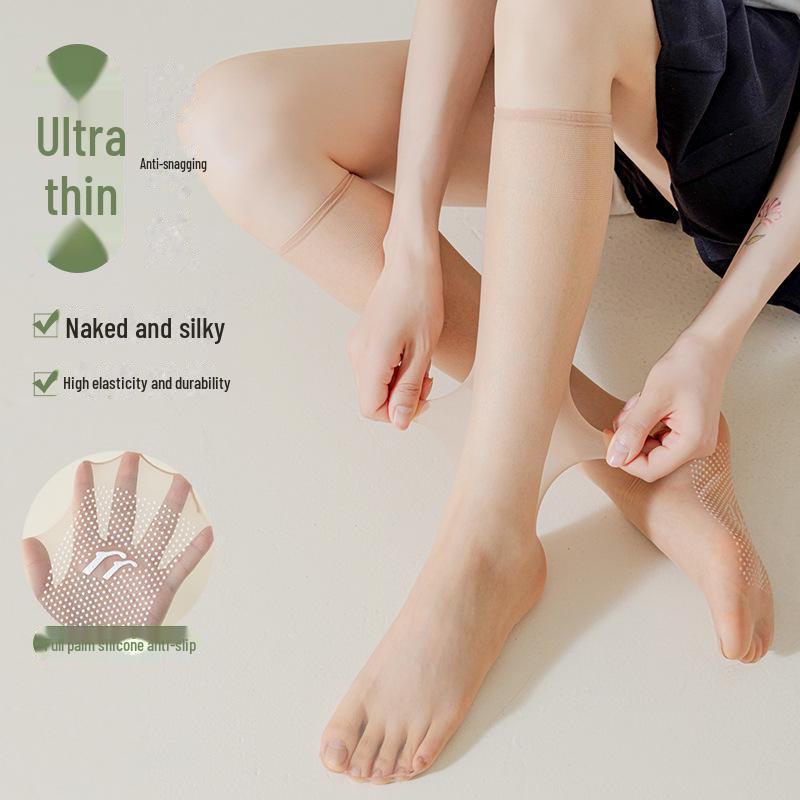 Women's Ultra-Thin Non-Slip Transparent Mid-Calf Crystal Socks