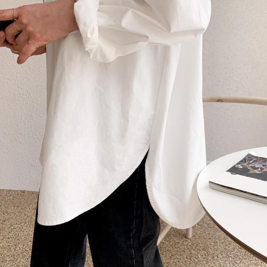 Женская рубашка с лацканами и длинными рукавами, рубашка на пуговицах с накладными карманами, свободная посадка, однотонная повседневная рубашка, рабочая одежда