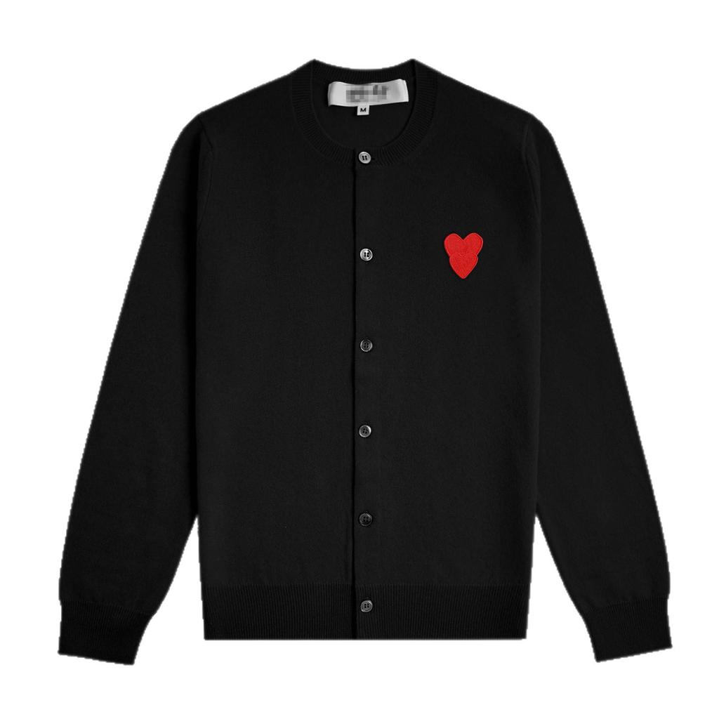 Japanese Style Kawakubo Heart Red Mood Couple Cardigan – Wool Knit Crew Neck Sweater