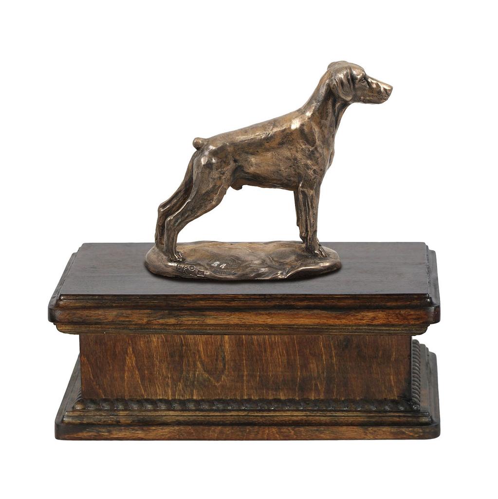 Dobermann, Doberman Pinscher, Dobie II – Urn for dog ashes, classic urn with a statuette | Art-Dog