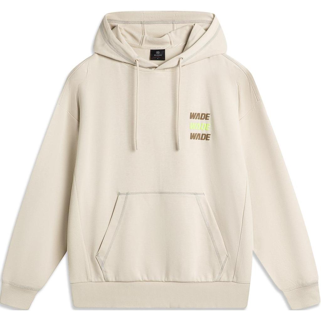 Толстовка с капюшоном и принтом Li Ning Wade Series с длинными рукавами, мужская толстовка Oatmeal-Gray AWDU271-6