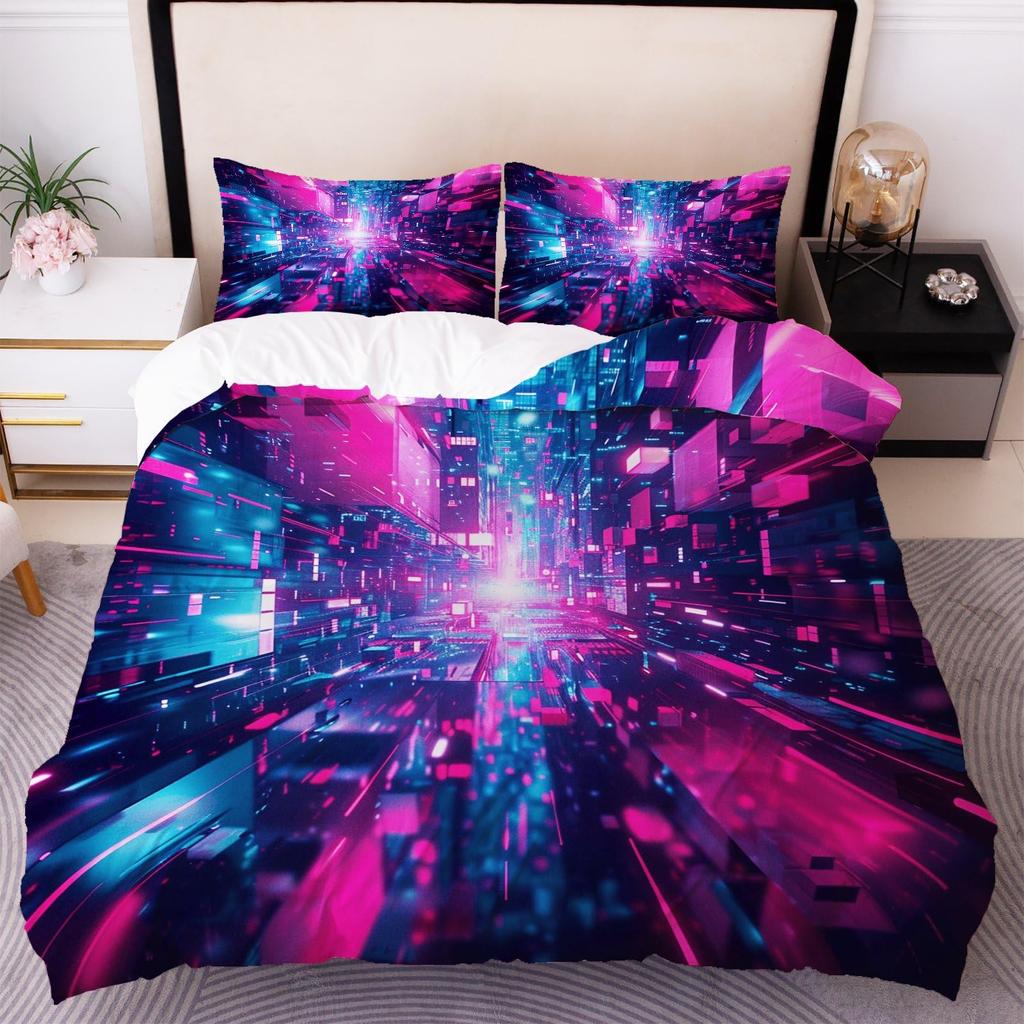 Покрывала Color Block для детей Мальчиков Девочек Размер Queen Покрывала для одеял Легкие Пуховые Декор комнаты 2 наволочки 1 пододеяльник Без одеяла