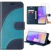 Protective Case - BOOLING - Samsung Galaxy A05 - PU Leather - 2 Tempered Glasses - Navy Blue