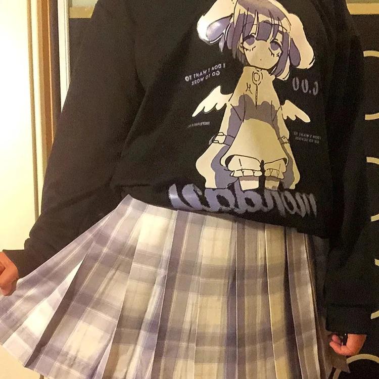 Kawaii аниме негабаритные женские японские Harajuku сладкий милый мультяшный принт пара толстовка