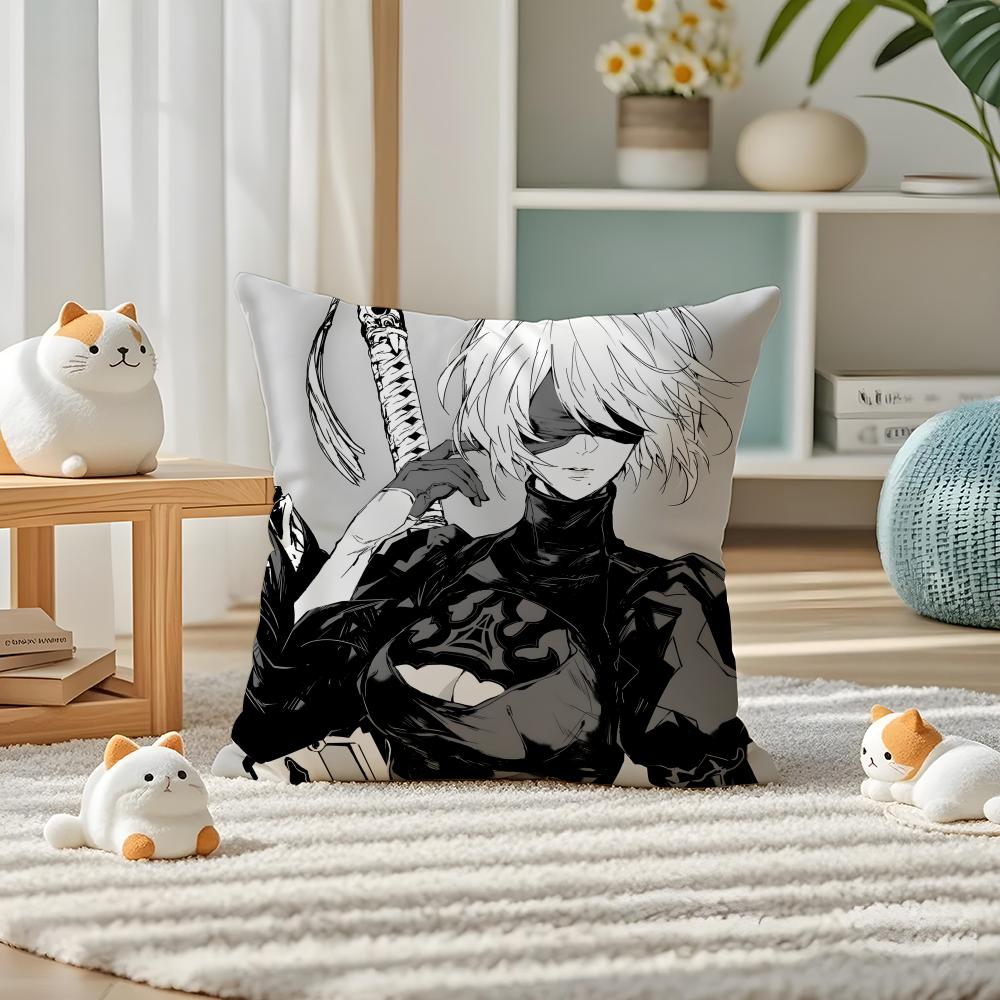 Video Game Cool N-NieR Automata Sexy Pillow Case Silky Elegant Comfort Sofa Bed Invisible Zipper