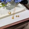 Щеточный Craft Маленькое Золотое Бобы Ожерелье Серьги-гвоздики Винтажная Неправильная Ключичная Цепь Премиум Набор