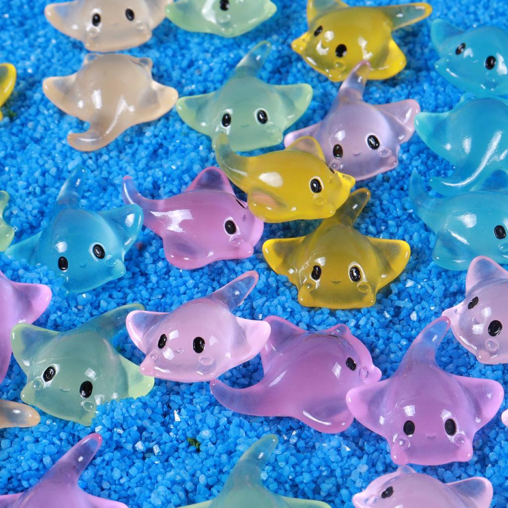 5/10Pcs Luminous Mini Resin Devil Ray, Glow In The Dark Tiny Animals Figures Diy Crafts For Fairy Garden Micro Landscape