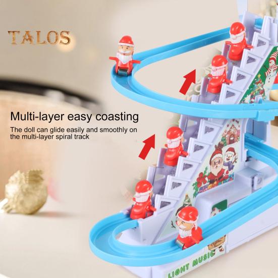Электрический Санта-лестница игрушка со светомузыкой автоматический рождественский отец лестница американские горки скользящая дорожка игрушка для малышей мальчиков девочек