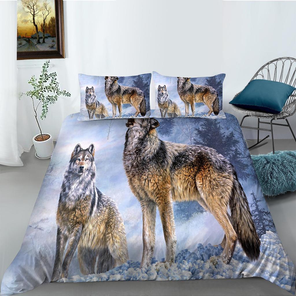 Etc Creative Wolf Series Digital Printing Bedding Two Or Three Piece Set Polyester