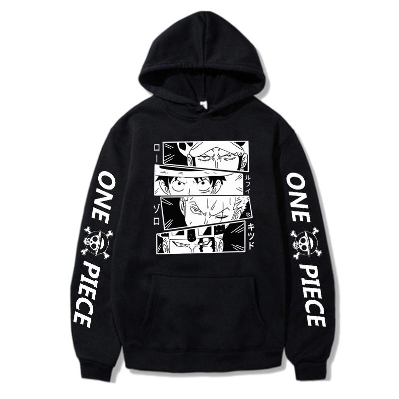 One Piece Anime Luffy Print Five-Speed Long Sleeve Hoodie