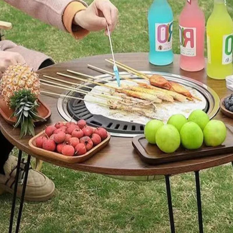 ZISIZ Outdoor Camping Folding Picnic Table with Stove