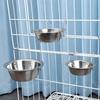 Stainless Steel Stationary Dog Bowl Big Capacity Hanger Cage Cup Protable Hang-on Pet Bowl Travel
