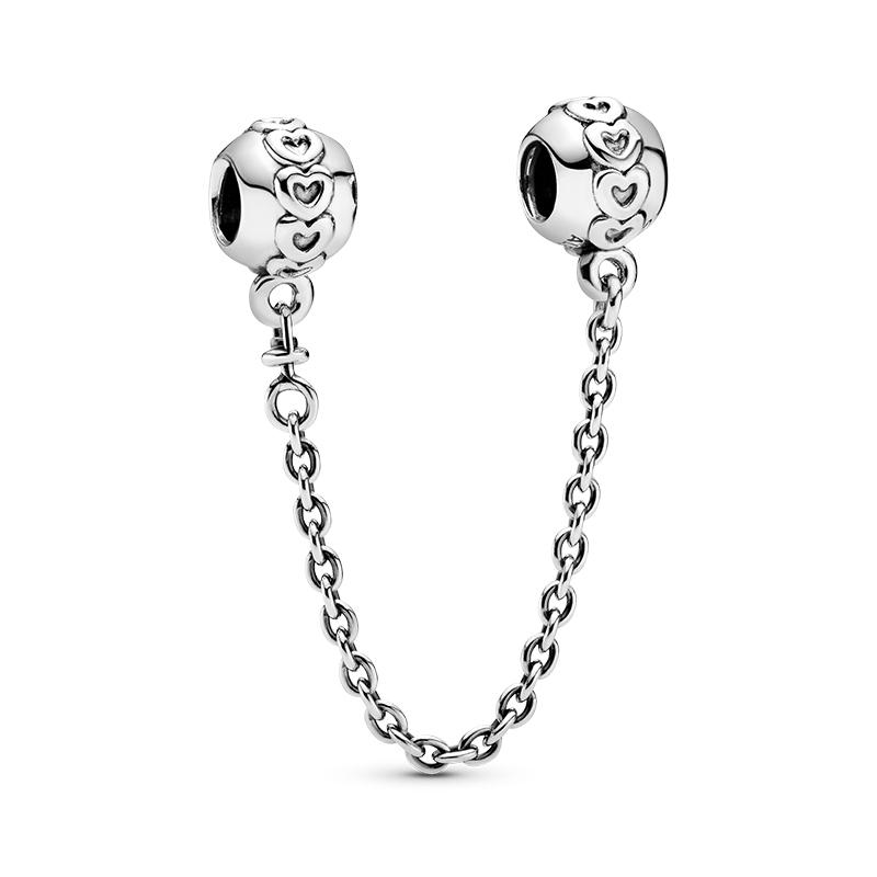 925 Sterling Silver Safety Chain Bead Charms Fit Original Bracelet DIY Attachment Clip Heart Star Jewelry Gift For Women