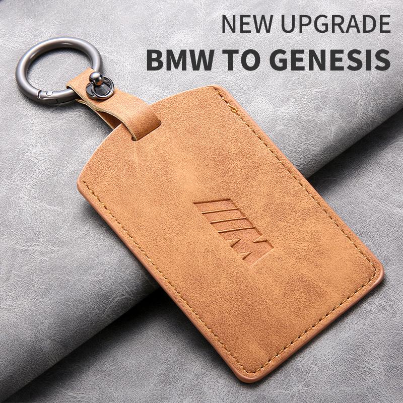 HINW3 Suede Leather Car Smart NFC Card Key Case Cover Shell For BMW M M3 M5 M4 Series X1 X3 X5 X6 X7 535le Keychain Holder Accessories