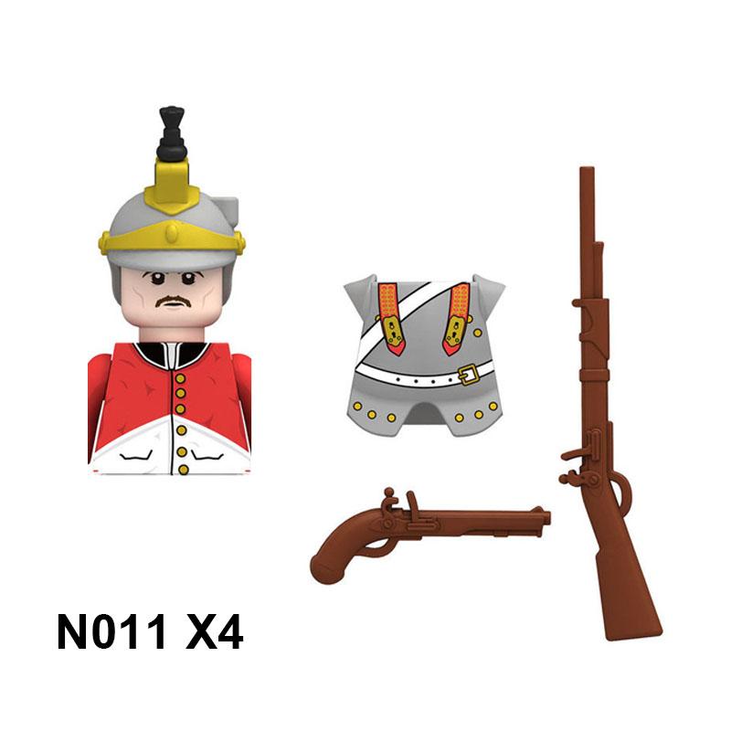 4pcs Military Building Blocks Medieval Knights Duke Marshal Figures Napoleonic Wars Weapons Sword Flags Shoulder Armor Cape Brick MOC