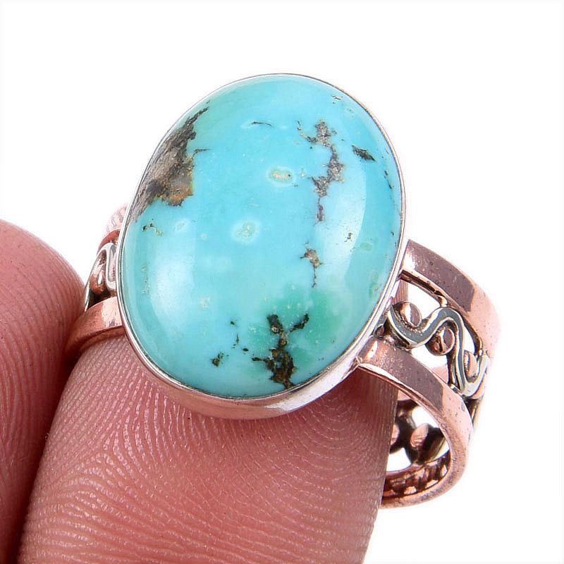 Натуральный тибетский бирюзовый драгоценный камень 925 пробы цельное серебро двухцветное кольцо S.9.5US H0Y48