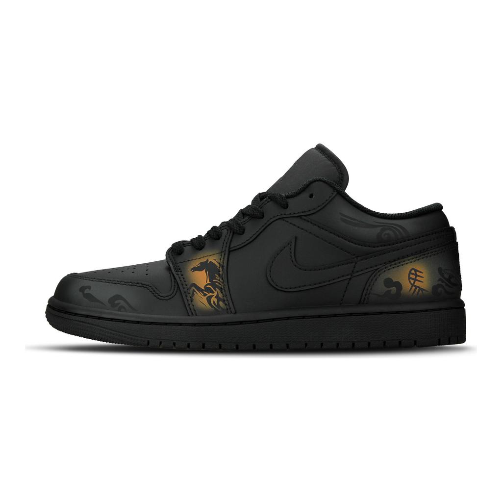Jordan Air Jordan 1 Нескользящие Устойчивые к истиранию Низкие Винтажные Баскетбольные Кроссовки Унисекс Черные 553558-093(Команда882)