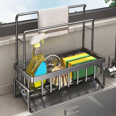 Подставка для кухонной раковины, держатель для губки, большая вместимость, нержавеющая, самодренажная, многофункциональная мыльница