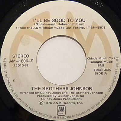7-дюймовая пластинка BROTHERS JOHNSON Ill Be Good To You AM1806S AM 1976 Канада SoulFunk Б/у