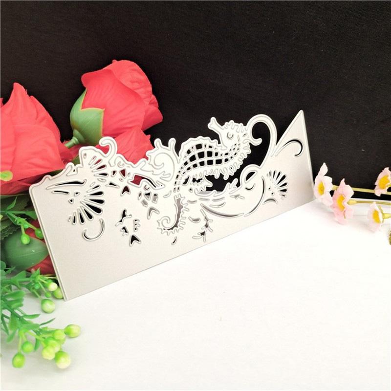Морской конек Поздравительная открытка Кружевная бумага Искусство Металлический трафарет Тиснение Вырубные штампы для скрапбукинга своими руками Тиснение бумажной открытки Ремесло Декор