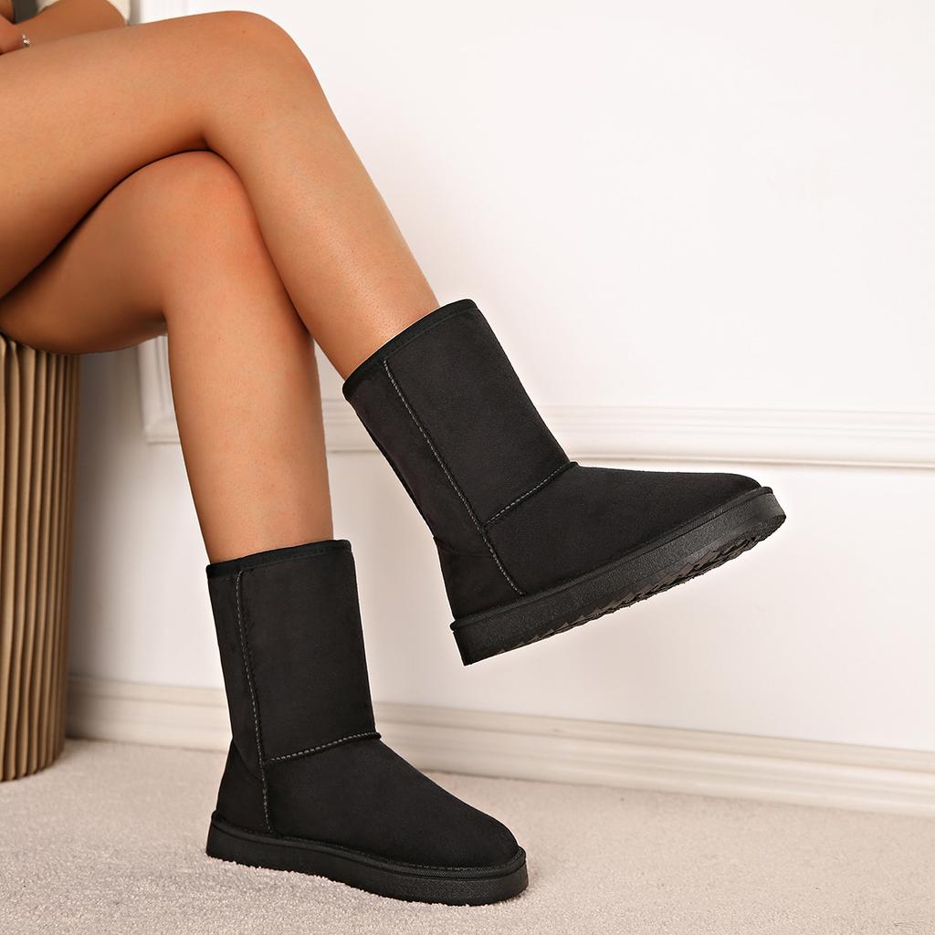 Fashion  Mid Calf Snow Boots Women Waterproof Warm Platform Boots Large Size 44 Winter Slip On Flat Casual Woman Booties New
