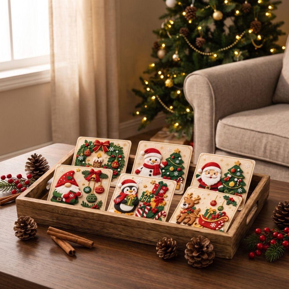 Reindeer Christmas Wooden Card Ornaments Santa Claus Christmas Decorations Holiday