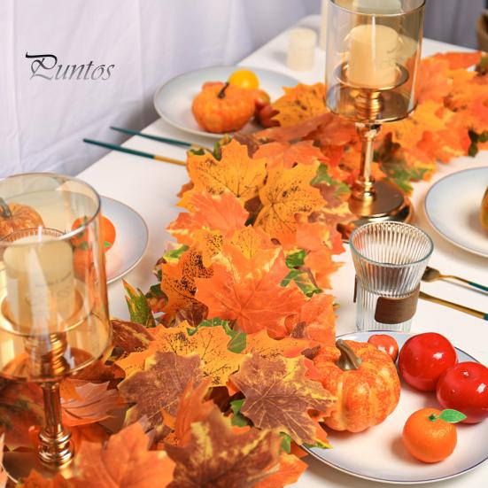6.5Ft Fall Maple Leaf Garland Artificial Autumn Leaf Hanging Vine Decoration Realistic Thanksgiving Foliage Decor for Home Wedding Garden Office