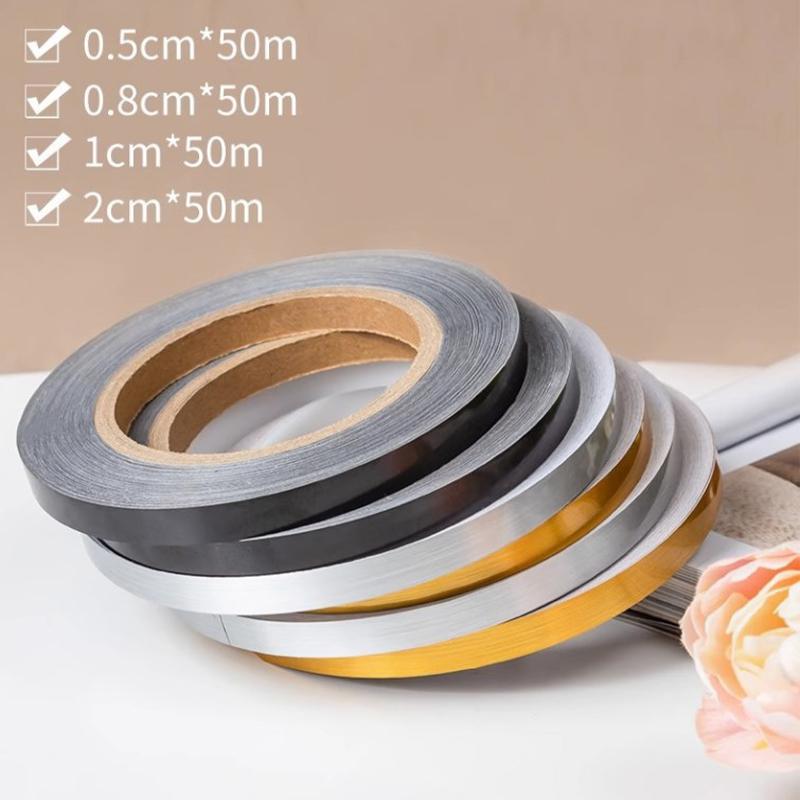 50 м матовый золотой, серебряный край пола, водостойкие наклейки на стену со швом, зазор в стене, потолок, украшение дома, самоклеящаяся лента для плитки