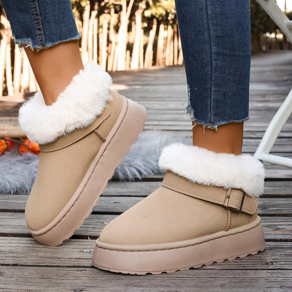 Fashion Casual Thick Bottom Women's Furry Snow Boots 2025 Winter Fluffy Fur Ankle Boots with Platform Classic Solid Shoes for Woman