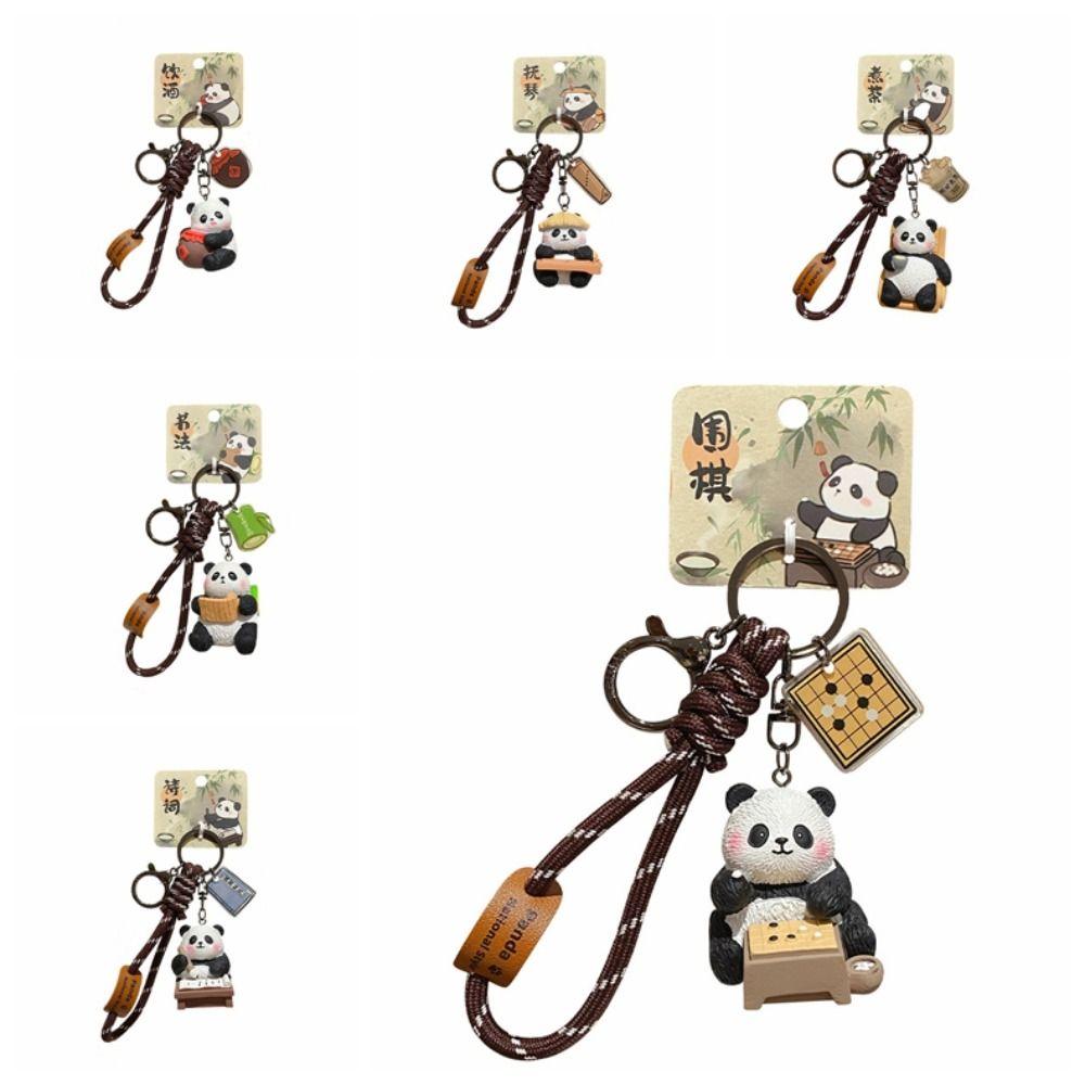 Creative Cartoon Panda Keychain Kawaii Bag Hanging Panda Pendant Ornaments Chinese Style Car Key Ring Gifts
