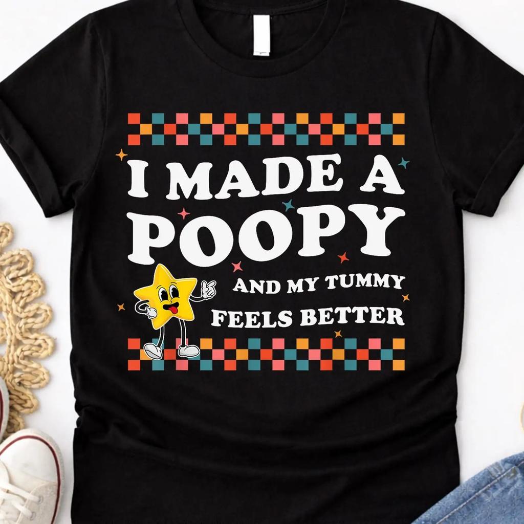 Funny Poopy T Shirt Star Humor Kids Adults Vintage Versatile Homme Stylish Unisex Casual Soft Designer Clothes