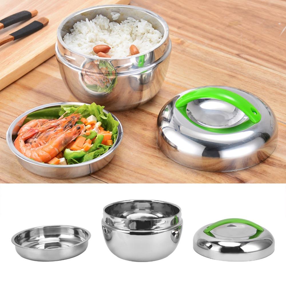 Silver Stainless Steel Food Container 0.8L/1L Thermal Food Container For Office