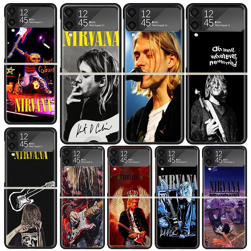 Retro Singer Kurt Cobain Cases For Samsung Galaxy Z Flip 4 5 6 7 3 Z Flip7 Flip6 Flip4 Flip5 Flip3 5G Hard Shockproof Fundas Cov