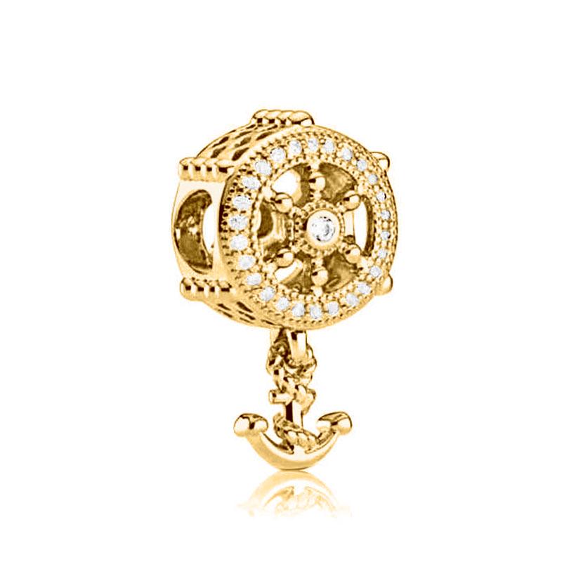 Brand New Copper Metal Plated Gold Tower Sunflower Dangle Charm Bead Component Bead Component Compatible With Authentic Original Accessories Bracelet
