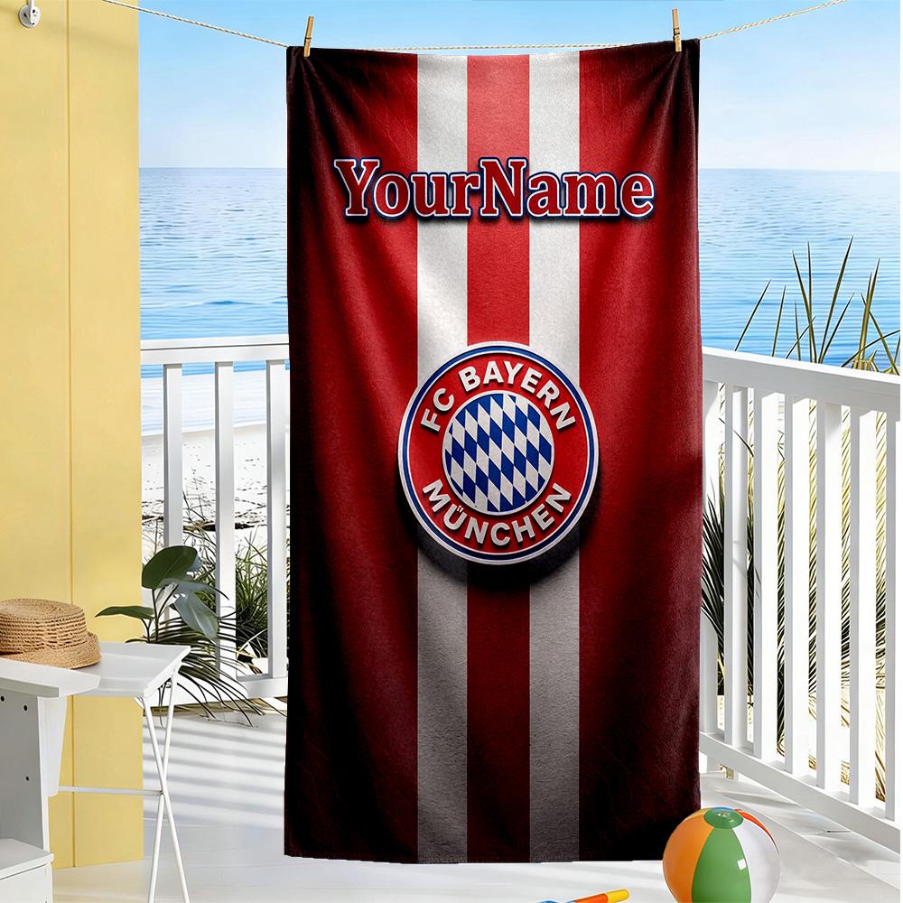 Bayern Munich Customize Your Name Beach Towel High Absorbency & Quick-Dry Suitable for Sports Travel Swimming Yoga Bathroom Beach And Pool