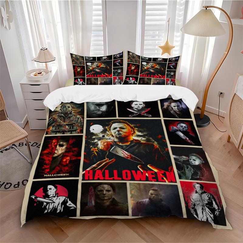 Halloween Horror Poster Collage Print 3Pcs Bedding Setduvet Cover With 2 Bedropillowcase Home Birthday Gift