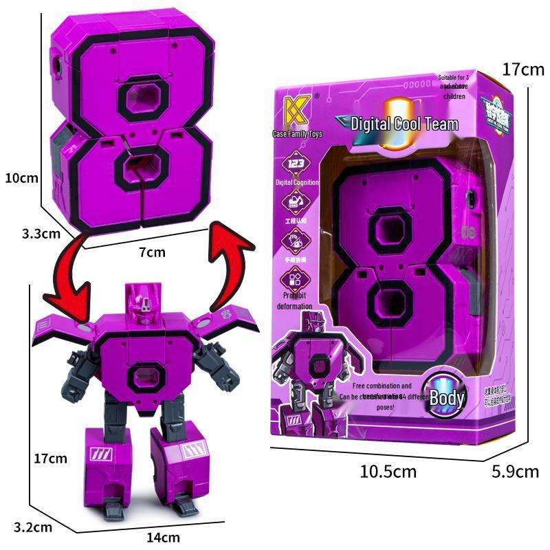 Large Kids' Number Symbol Transforming Robot Car Toy Set