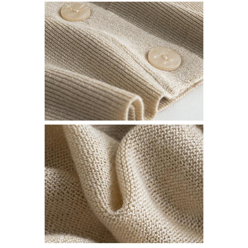 Весенне-осенний женский трикотаж, короткий свободный вязаный кардиган с длинными рукавами и v-образным вырезом, однотонная пряжка