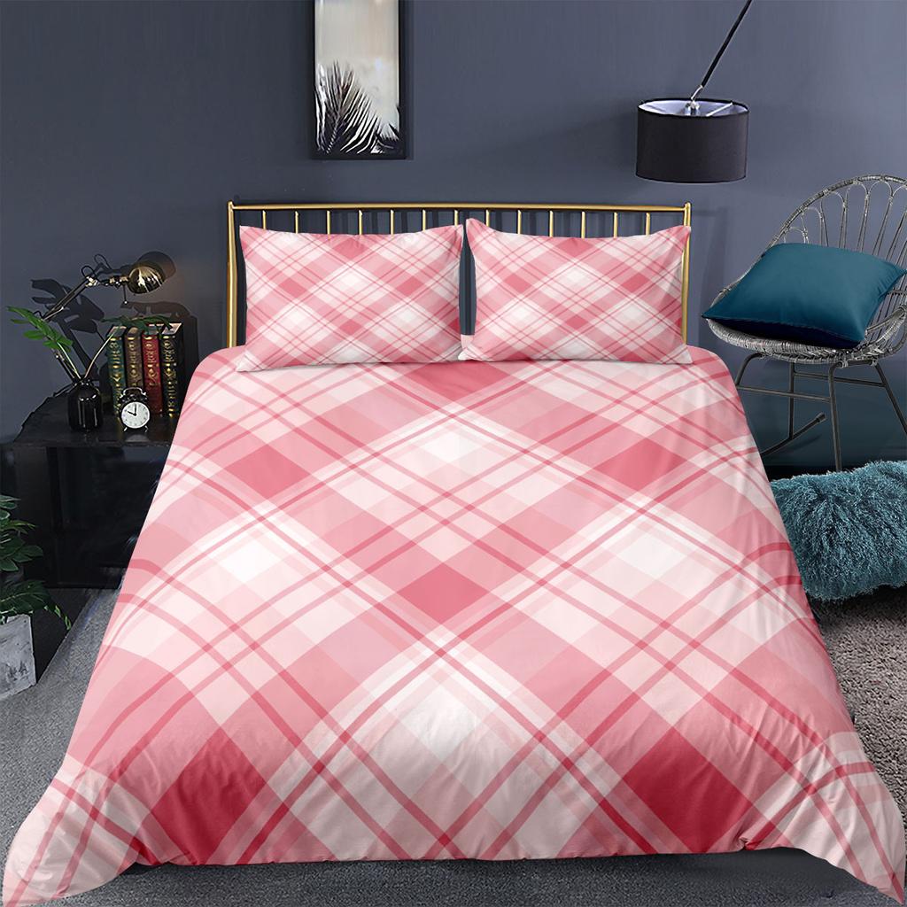 Checkered Striped Bedding Set Washable and Easy To Dry Down Duvet and Pillowcase 2/3 Pieces AU/US/DE Full Size Home Decor